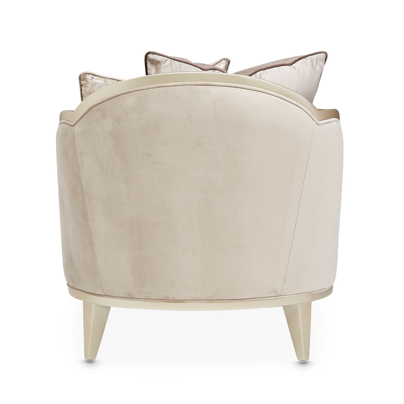Michael Amini Villa Cherie Velvet Chaise in Porcini/Chardonnay Brown
