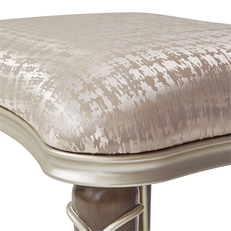 Villa Cherie Jacquard Fabric Ottoman in Bisque/Hazelnut Brown