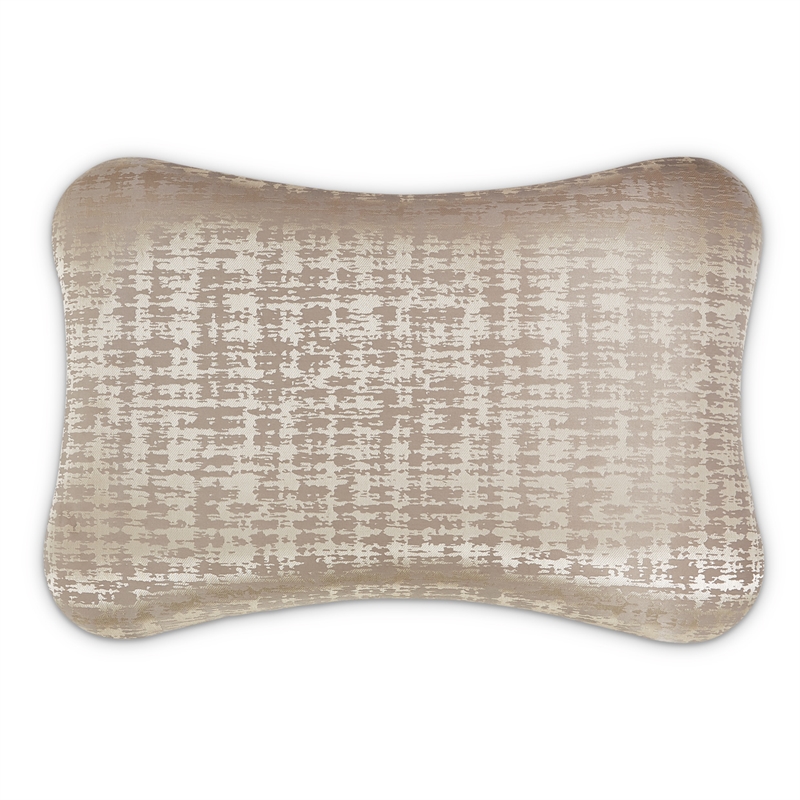 Villa Cherie Jacquard Fabric Ottoman in Bisque/Hazelnut Brown