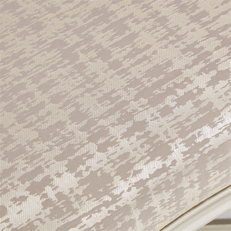 Villa Cherie Jacquard Fabric Ottoman in Bisque/Hazelnut Brown