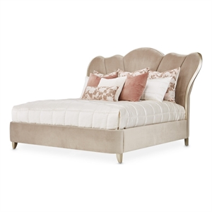 Villa Cherie Cal. King Channel Tufted Velvet Bed in Porcini