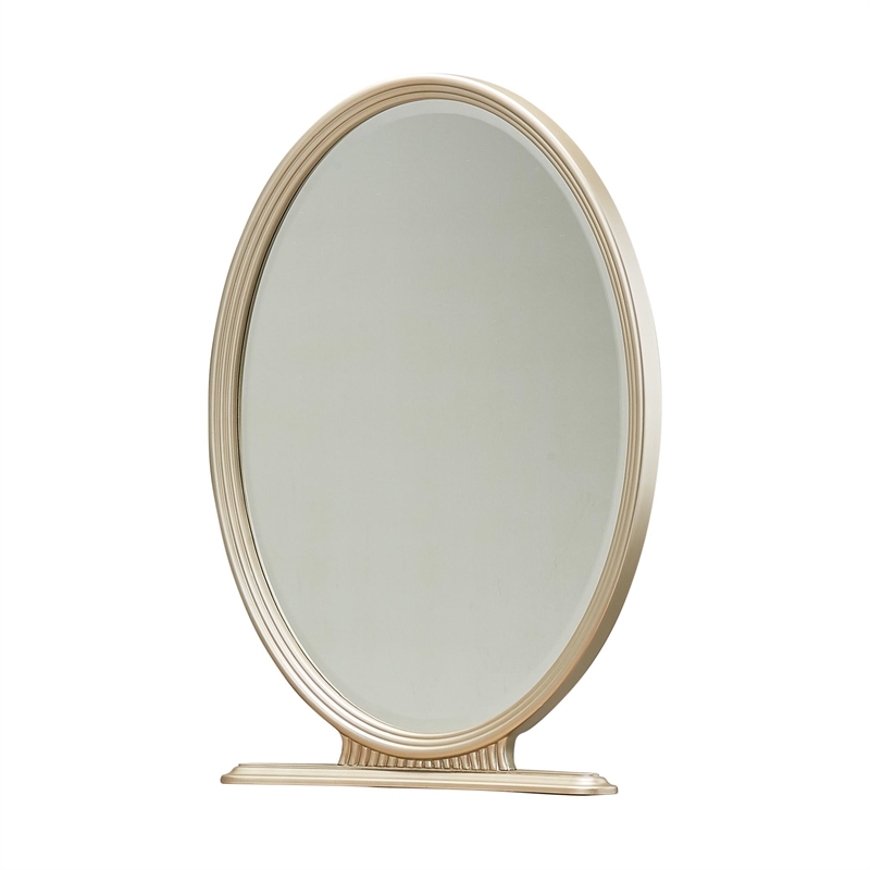 Michael Amini Villa Cherie Wood Vanity Set with Mirror & Chair in Hazelnut Brown