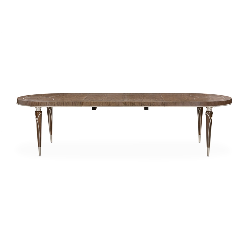 Michael Amini Villa Cherie Wood Oval Dining Table in Hazelnut Brown