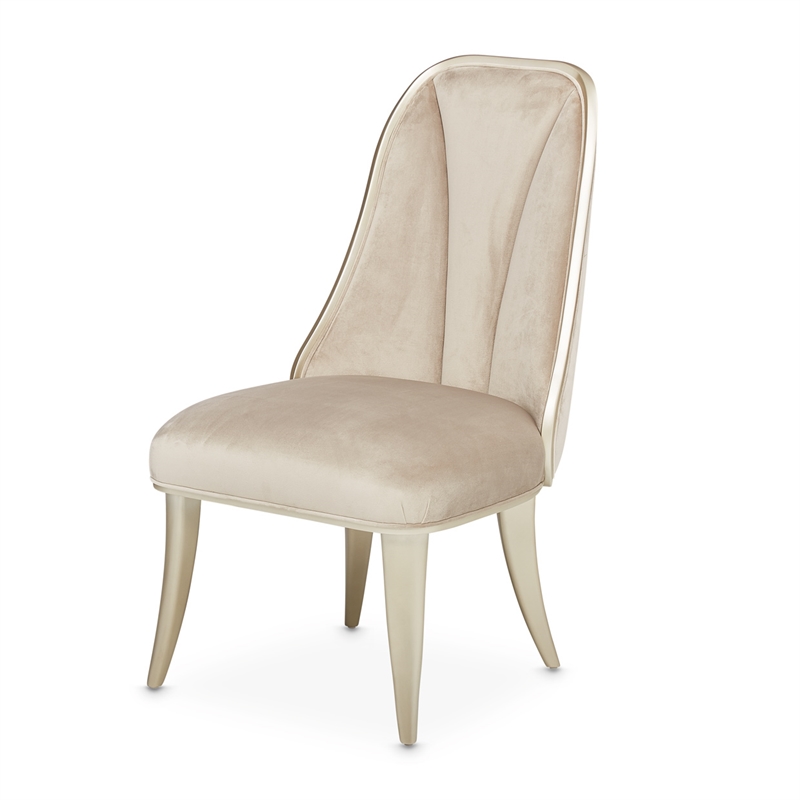 Michael Amini Villa Cherie Velvet Side Chair in Hazelnut Brown (Set of 2)