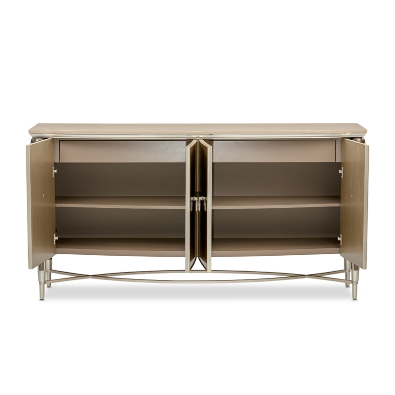Michael Amini Villa Cherie Wood & Marble Sideboard in Hazelnut Brown