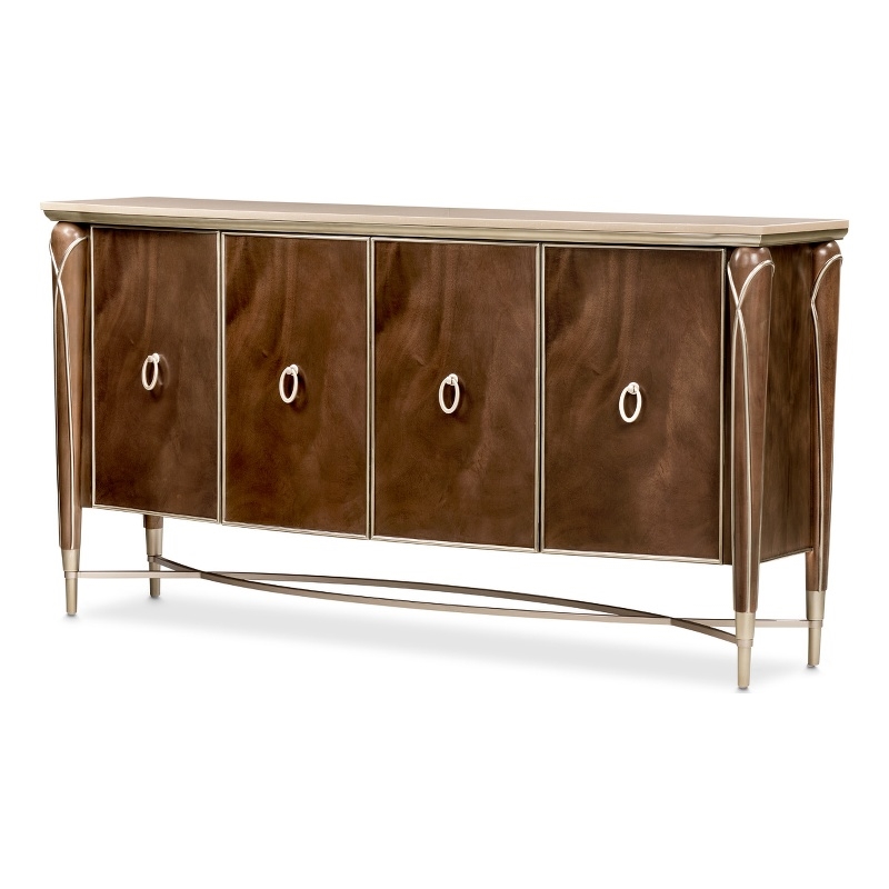 Michael Amini Villa Cherie Wood & Marble Sideboard in Hazelnut Brown