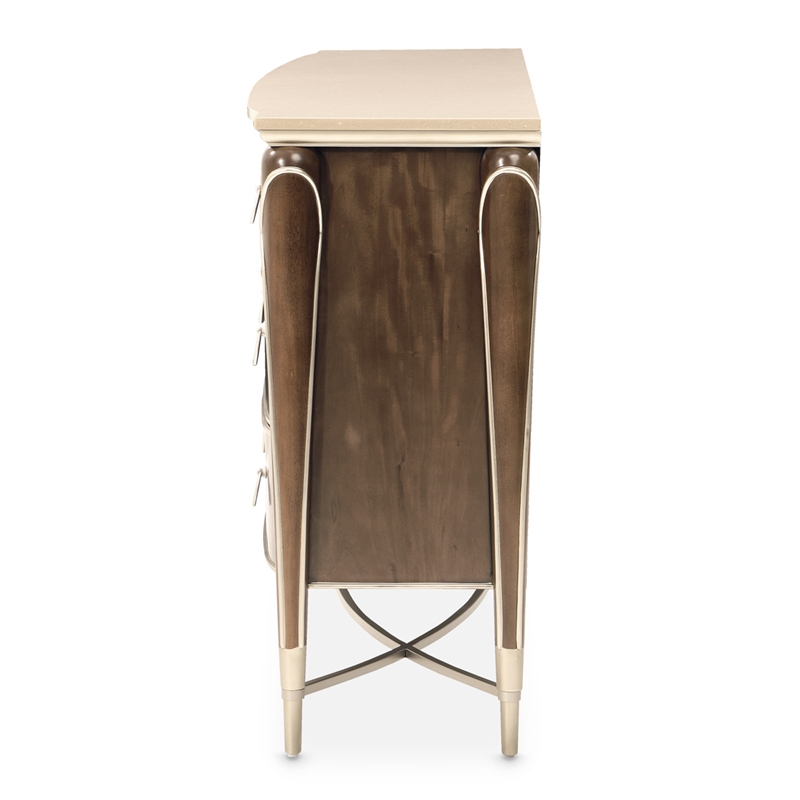 Villa Cherie Wood & Marble Dresser in Hazelnut Brown