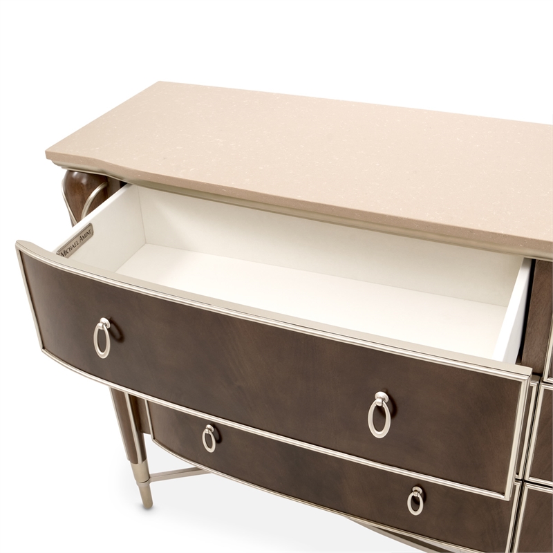Villa Cherie Wood & Marble Dresser in Hazelnut Brown