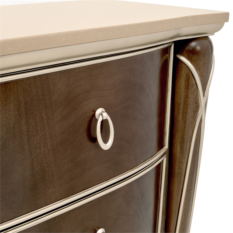 Villa Cherie Wood & Marble Dresser in Hazelnut Brown