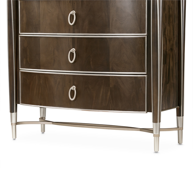 Michael Amini Villa Cherie Wood Highboy Chest in Hazelnut Brown