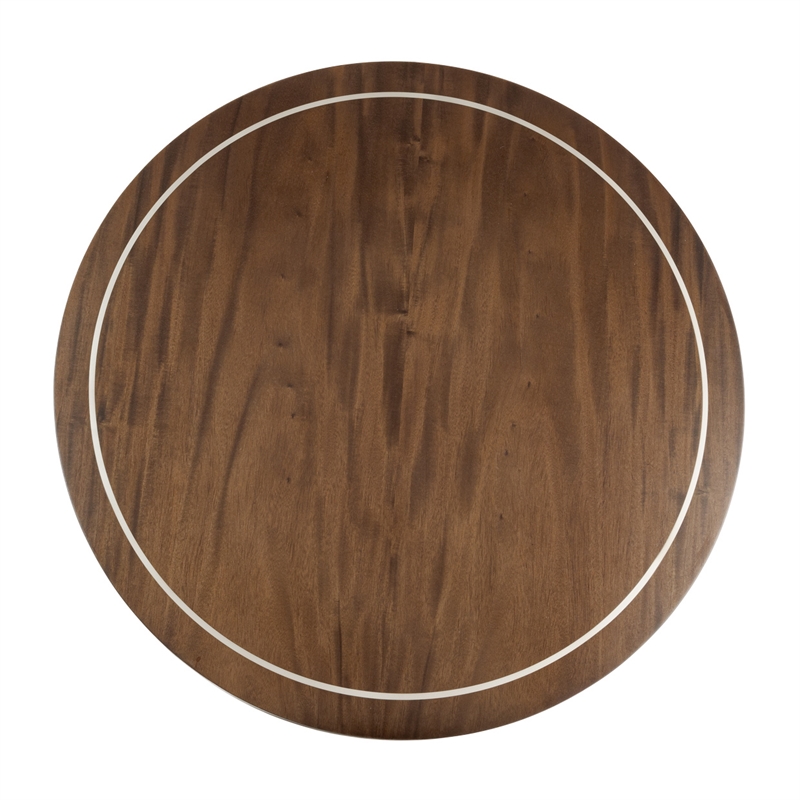 Michael Amini Villa Cherie Wood & Glass End Table in Hazelnut Brown