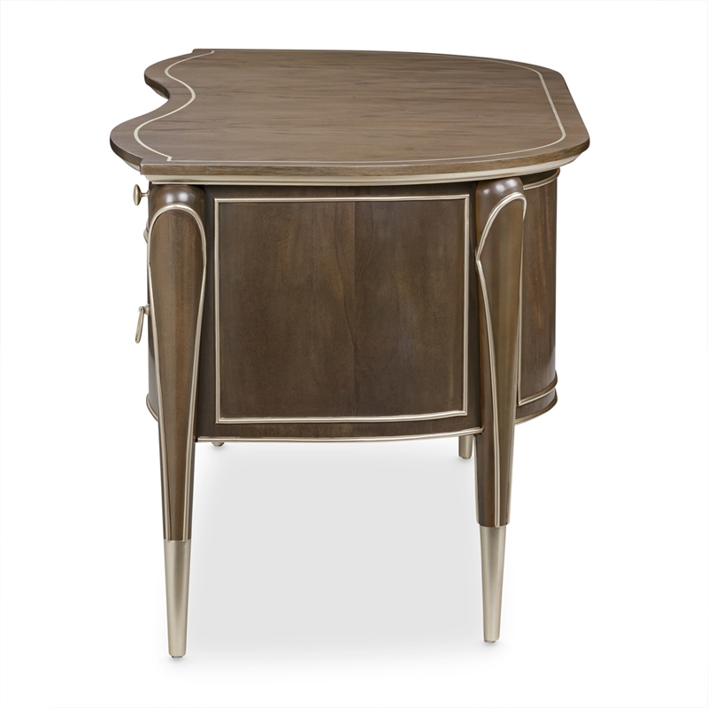 Michael Amini Villa Cherie Transitional Wood Desk in Hazelnut Brown