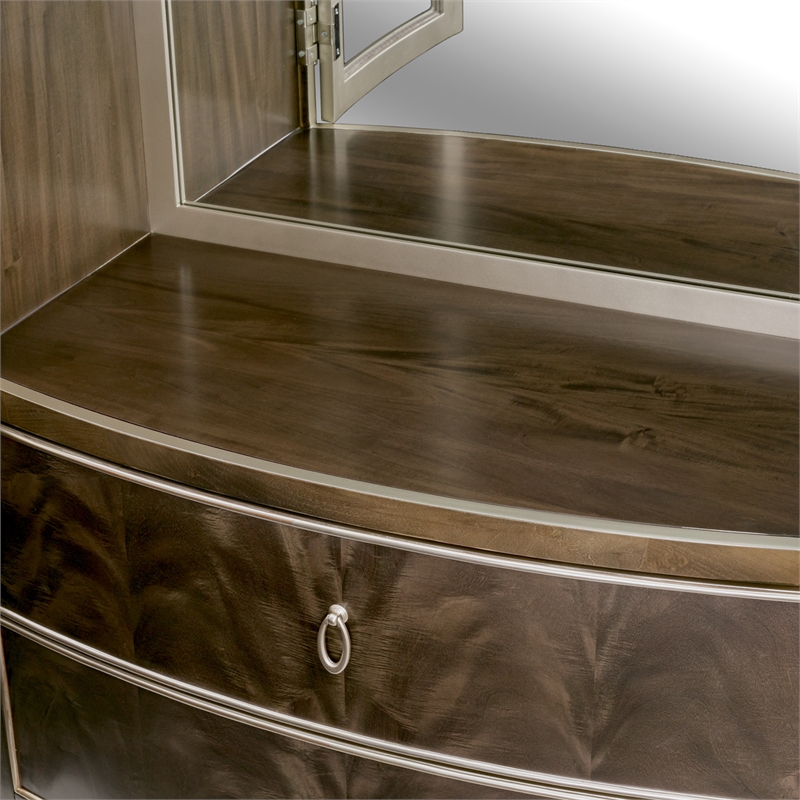 Michael Amini Vill Cherie Wood Display Cabinet in Hazelnut Brown