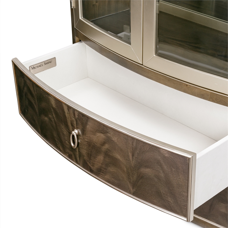 Michael Amini Vill Cherie Wood Display Cabinet in Hazelnut Brown