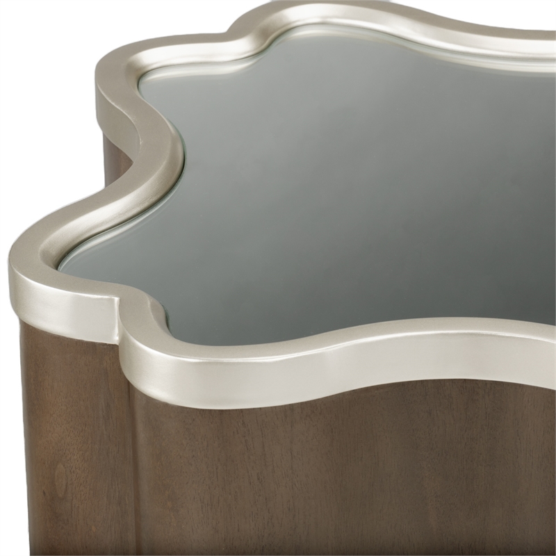 Michael Amini Villa Cherie Wood Chairside Table in Hazelnut Brown