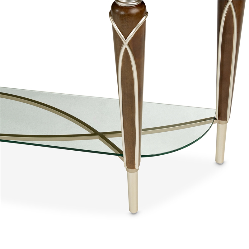 Michael Amini Villa Cherie Wood Console Table in Hazelnut Brown