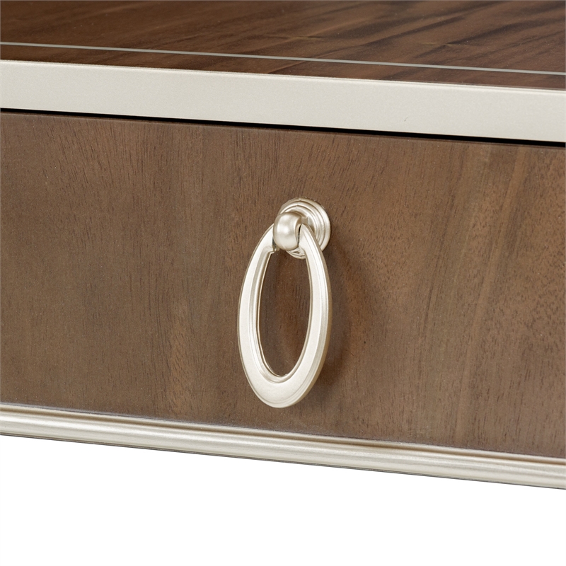 Michael Amini Villa Cherie Wood Console Table in Hazelnut Brown