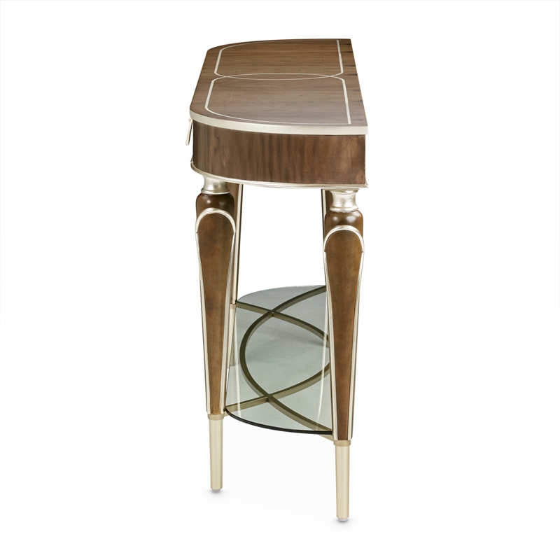 Michael Amini Villa Cherie Wood Console Table in Hazelnut Brown