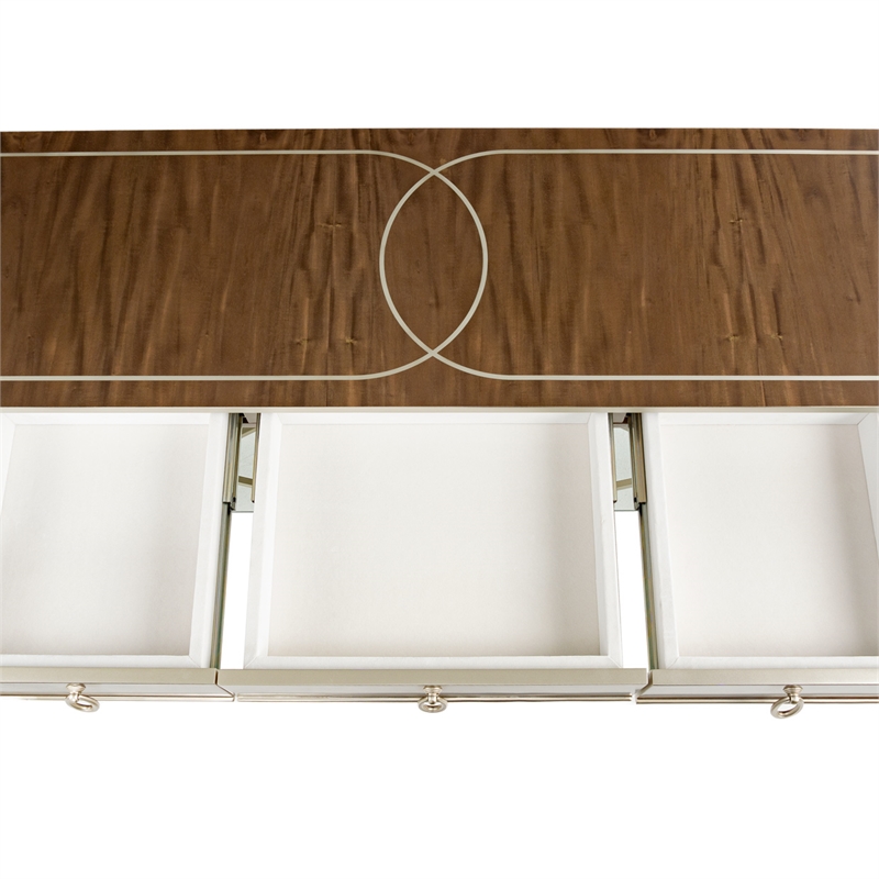 Michael Amini Villa Cherie Wood Console Table in Hazelnut Brown