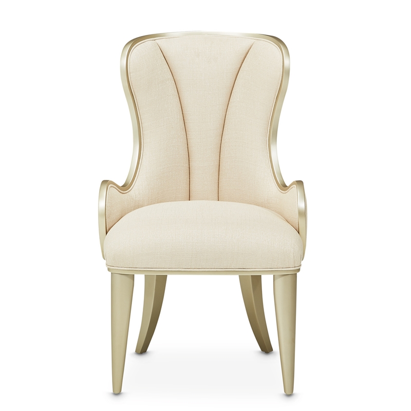 Michael Amini Villa Cherie Fabric Desk Chair in Pearl Ivory/Chardonnay