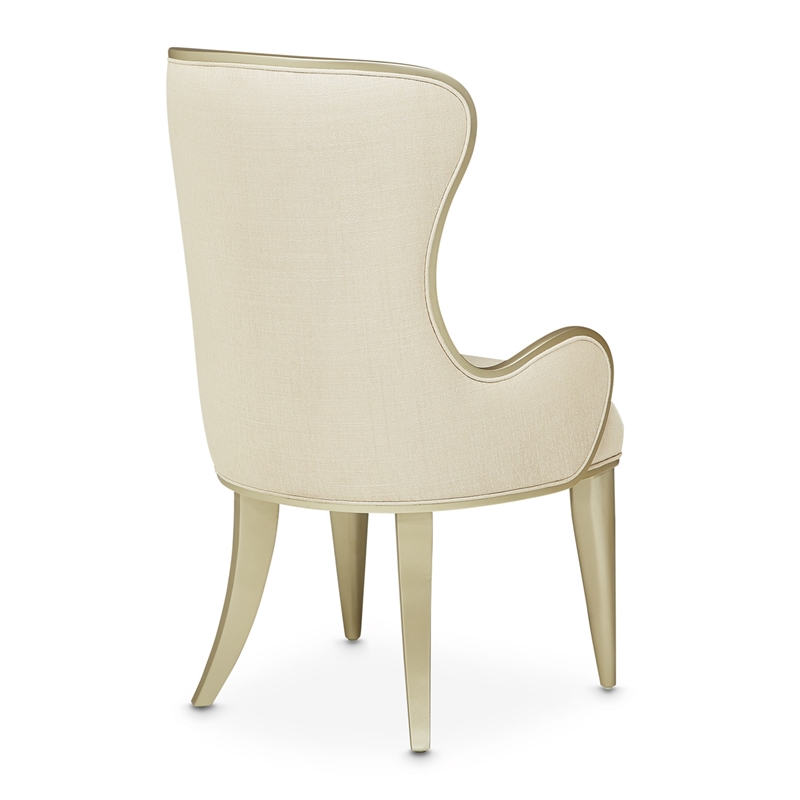 Michael Amini Villa Cherie Fabric Desk Chair in Pearl Ivory/Chardonnay