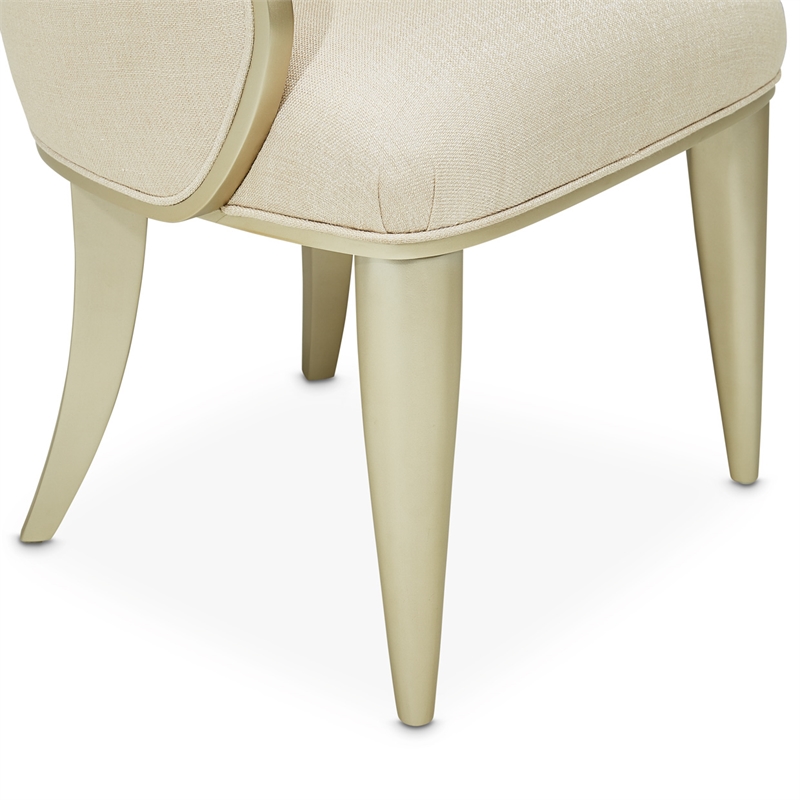 Michael Amini Villa Cherie Fabric Desk Chair in Pearl Ivory/Chardonnay