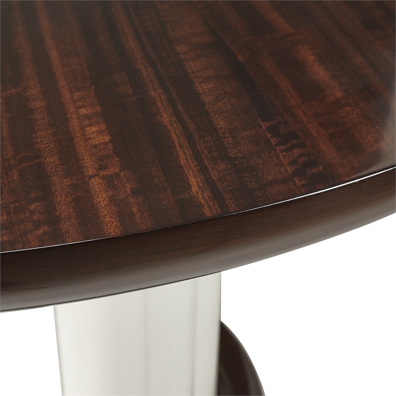 Michael Amini Paris Chic Round Wood & Marble Dining Table in Porcelain/Espresso