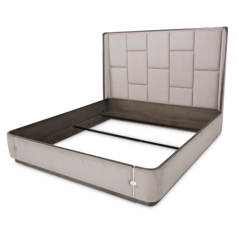 Michael Amini Roxbury Park Cal. King Multi-Panel Velvet Bed in Slate Ash