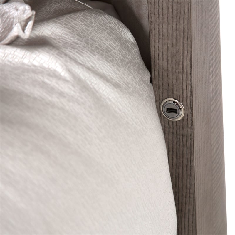 Michael Amini Roxbury Park Eastern King Dual Panel Velvet Bed in Slate Ash