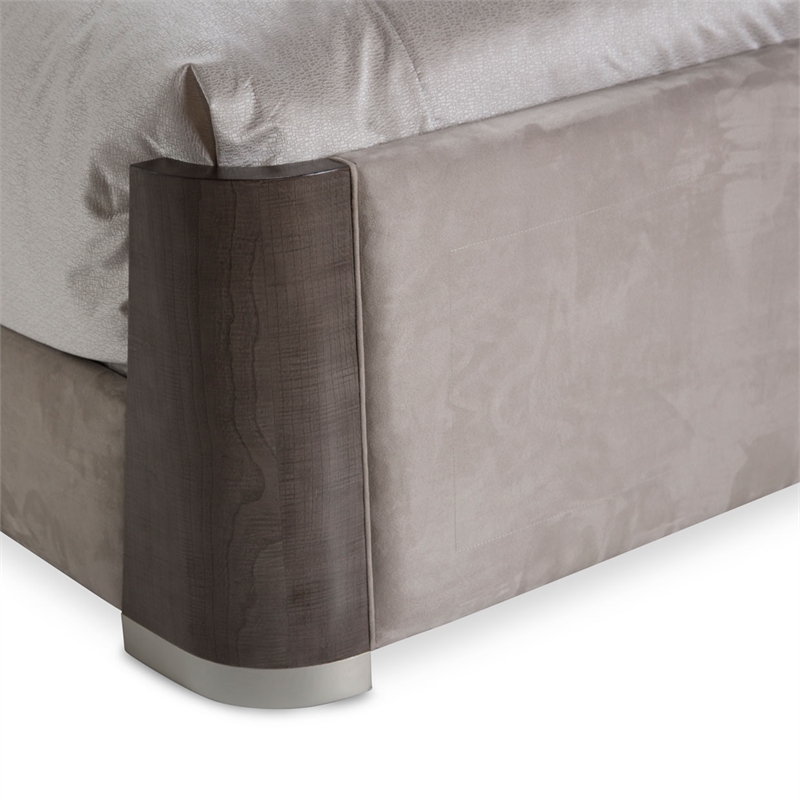 Michael Amini Roxbury Park Queen Dual Panel Velvet Bed in Slate Ash