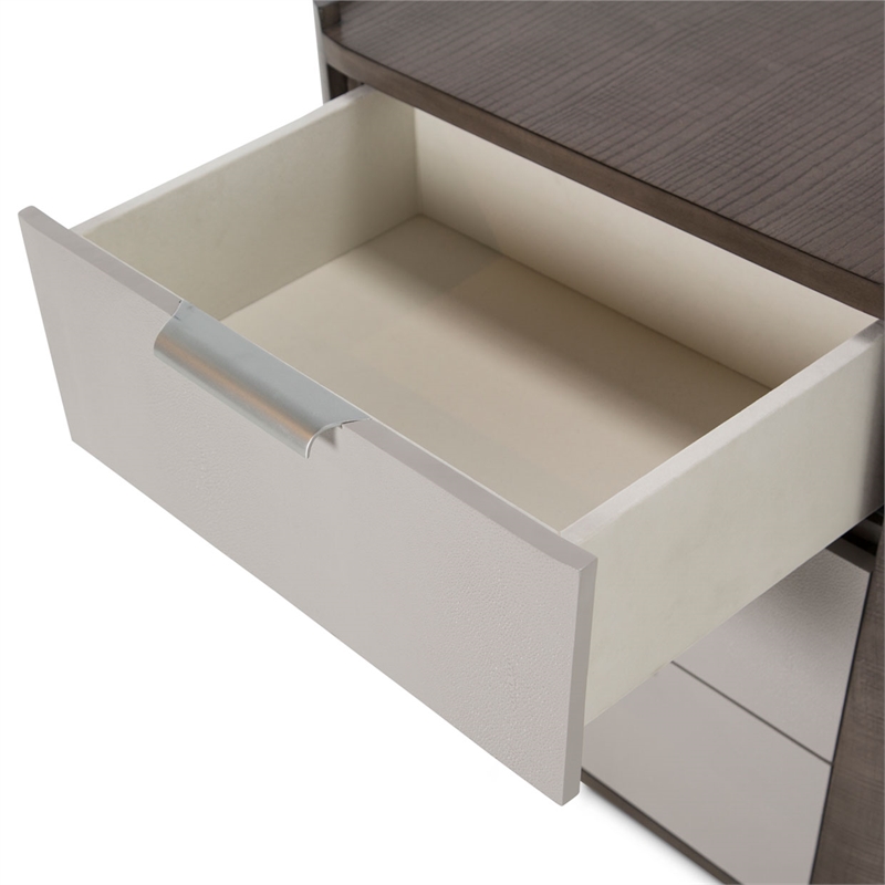 Michael Amini Roxbury Park Wood 3-Drawer Nightstand in Slate Ash