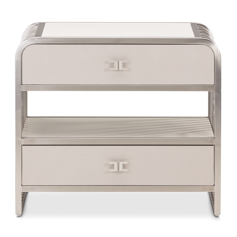Michael Amini Roxbury Park Metal Nightstand in Frost Gray