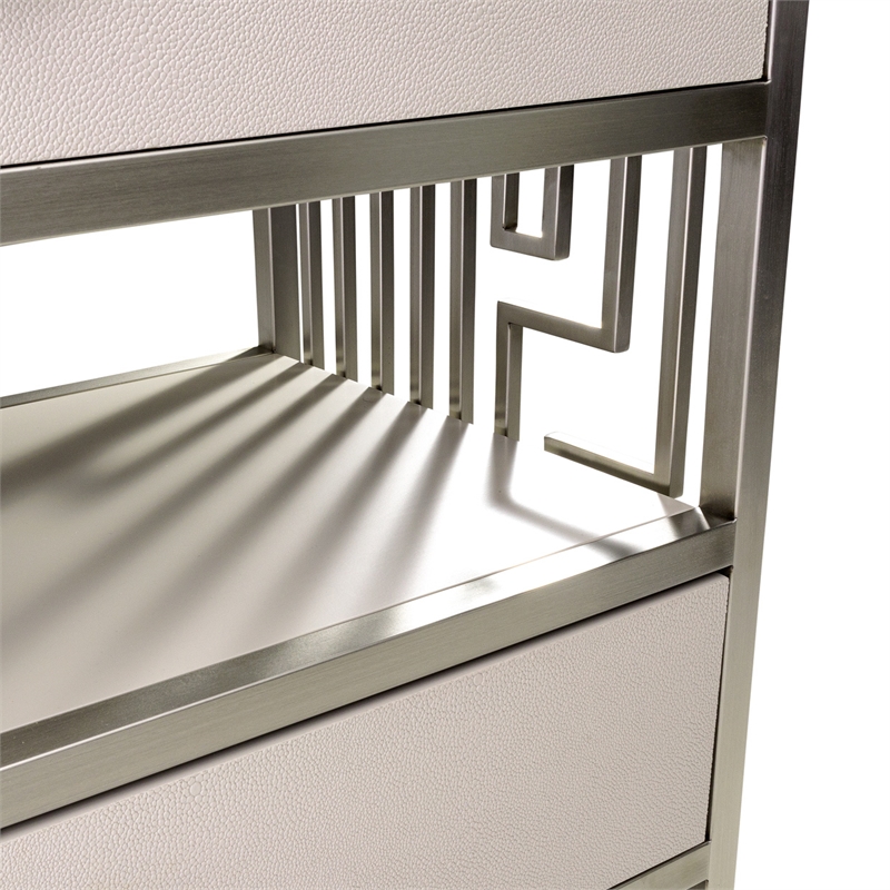 Michael Amini Roxbury Park Metal Nightstand in Frost Gray