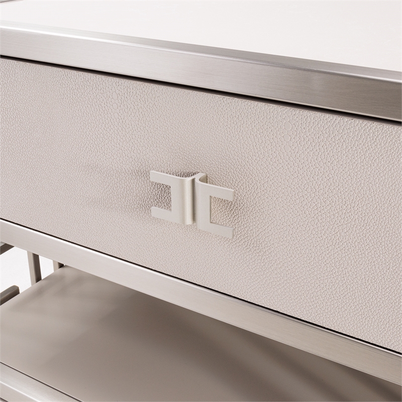 Michael Amini Roxbury Park Metal Nightstand in Frost Gray
