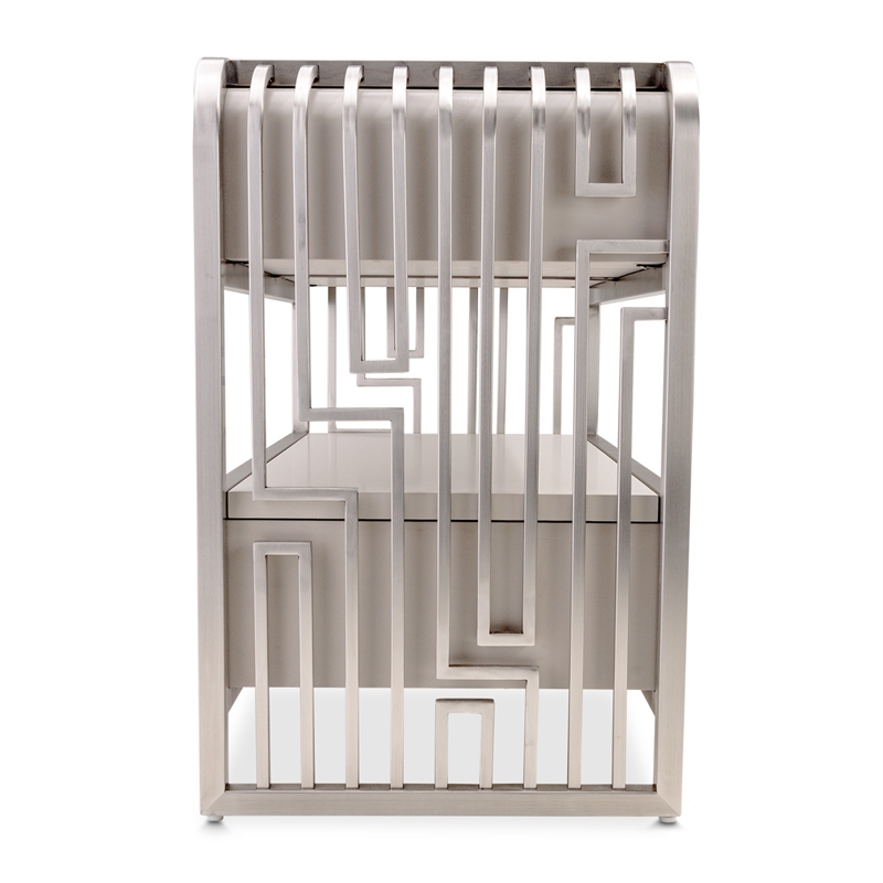 Michael Amini Roxbury Park Metal Nightstand in Frost Gray