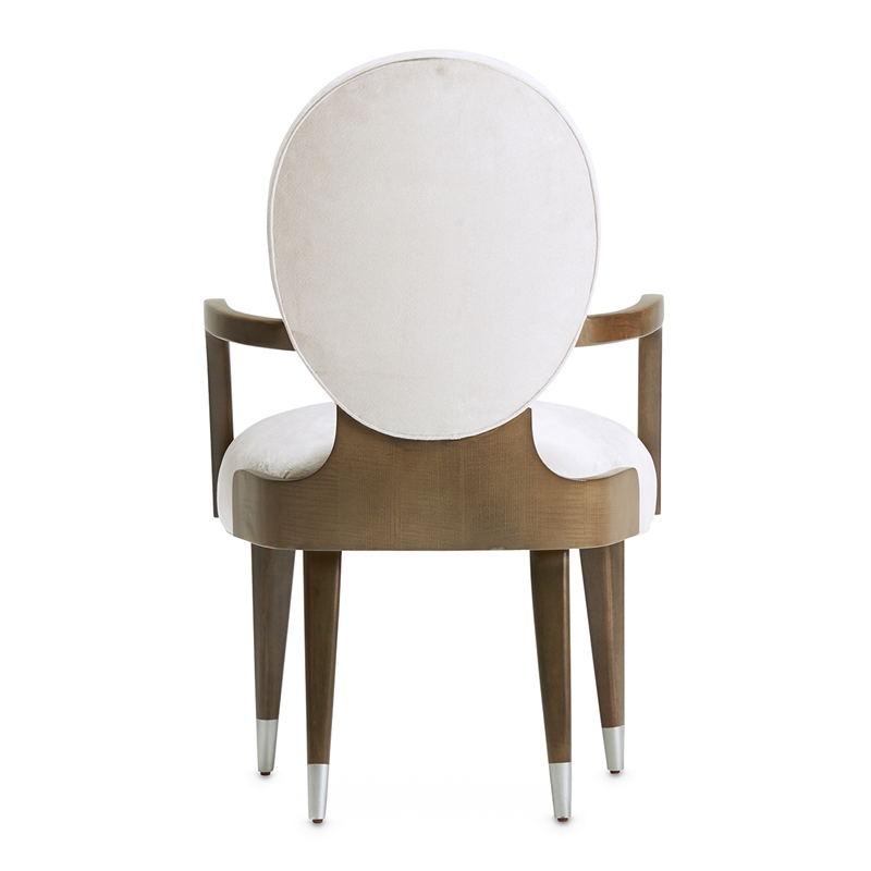 Michael Amini Roxbury Park Velvet Dining Arm Chair in Ash/Pale Gray Set of 2