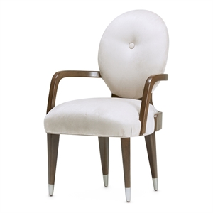 Michael Amini Roxbury Park Velvet Dining Arm Chair in Ash/Pale Gray Set of 2
