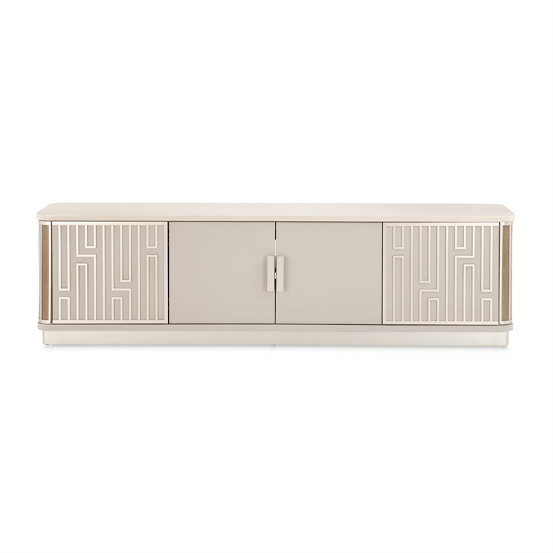 Michael Amini Roxbury Park Wood & Marble Media Cabinet in Slate Ash
