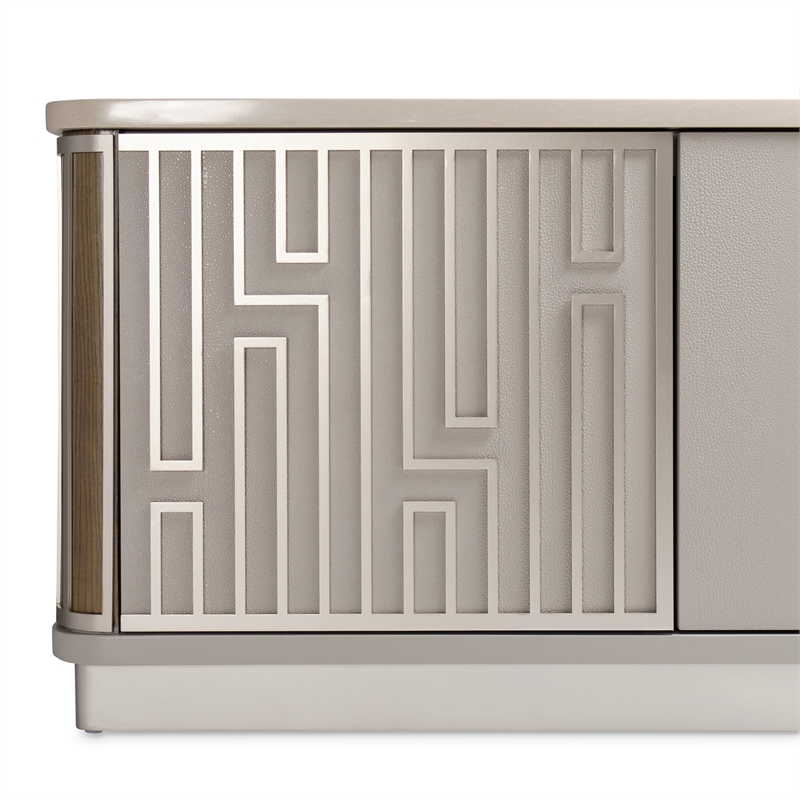 Michael Amini Roxbury Park Wood & Marble Media Cabinet in Slate Ash