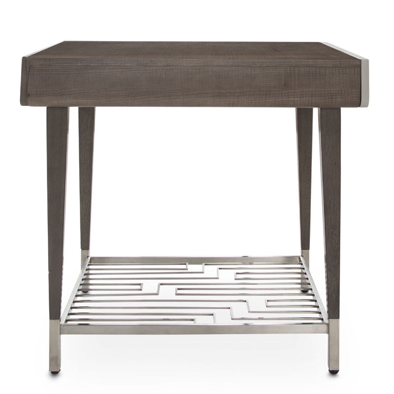 Michael Amini Roxbury Park Wood End Table in Slate Ash Finish