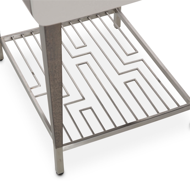 Michael Amini Roxbury Park Wood End Table in Slate Ash Finish