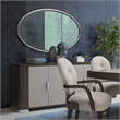 Michael Amini Roxbury Park Wood Wall Mirror in Slate Ash/Brushed Nickel