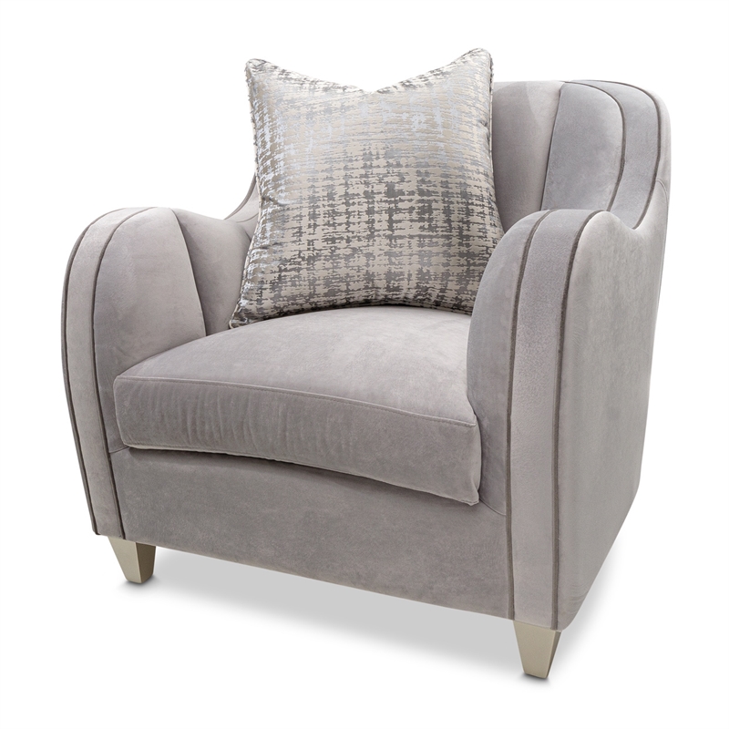 Michael Amini Roxbury Park Velvet Matching Chair in Steel Gray/Slate