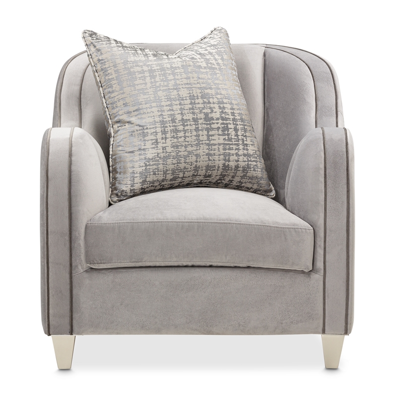 Michael Amini Roxbury Park Velvet Matching Chair in Steel Gray/Slate