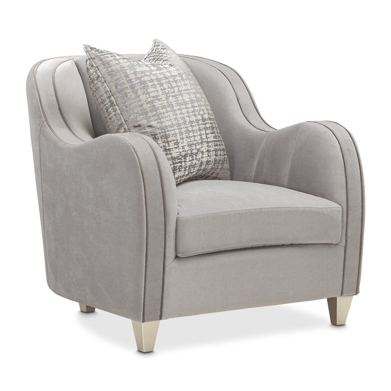 Michael Amini Roxbury Park Velvet Matching Chair in Steel Gray/Slate