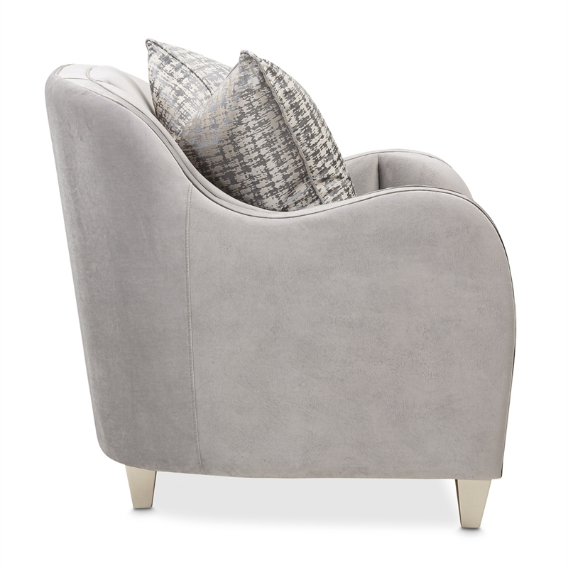 Michael Amini Roxbury Park Velvet Matching Chair in Steel Gray/Slate