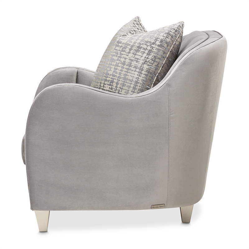 Michael Amini Roxbury Park Velvet Matching Chair in Steel Gray/Slate