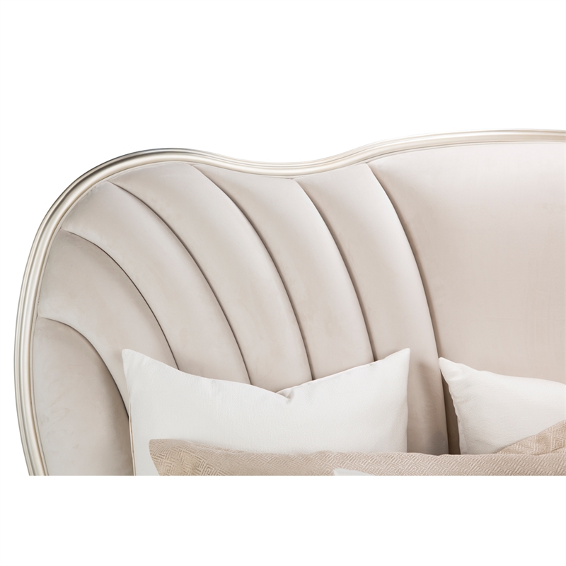 Michael Amini London Place Cal. King Velvet Panel Bed - Creamy Pearl