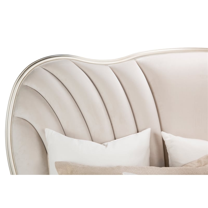Michael Amini London Place Eastern King Velvet Panel Bed - Creamy Pearl