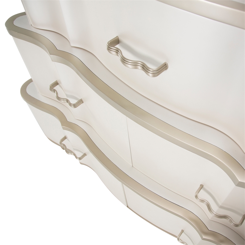 Michael Amini London Place 6-Drawer Tiered Chest - Creamy Pearl